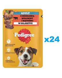 PEDIGREE Adult saszetka 24x100 g mokra karma pełnoporcjowa dla dorosłych psów, z mieszanką wołowiny i wątróbki, w galaretce