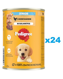 PEDIGREE Junior 24x400g mokra pełnoporcjowa karma dla dorastających psów z kurczakiem w galaretce
