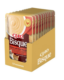 INABA CIAO Bisque Zupa krem z kurczaka i wołowiny 12x40g