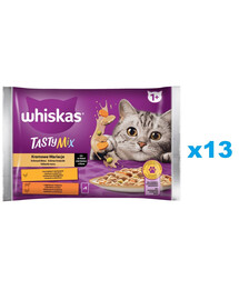 WHISKAS Adult saszetka 52x85g Kremowe Wariacje mokra karma dla dorosłych kotów w sosie z: kurczakiem i warzywami, jagnięciną i indykiem