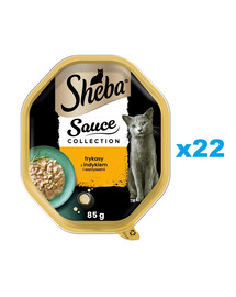 SHEBA Sauce Collection tray 22x85 g aliment complet humide pour chats adultes fricassée de dinde et légumes en sauce