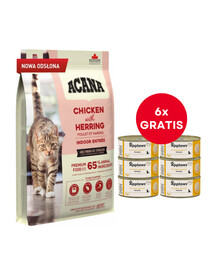 ACANA Indoor Entrée Cat 4,5 kg + APPLAWS Cat Adult Mousse Chicken mus z kurczakiem 6 x 70g GRATIS