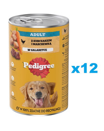 PEDIGREE Adult puszka 12x1200g mokra karma pełnoporcjowa dla dorosłych psów z kurczakiem i marchewką w galaretce