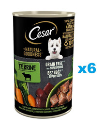 CESAR Natural Goodness w terynie 6x400 g bogata w jagnięcinę z dodatkiem marchewki, ziemniaków i szpinaku