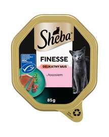 Finesse barquette Nourriture complète humide pour chats adultes avec saumon en mousse 85 g