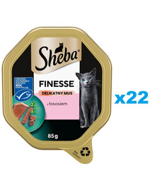 SHEBA Finesse tray Alimentation humide complète pour chats adultes avec mousse de saumon 22x85 g