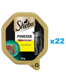SHEBA Finesse tray Alimentation humide complète pour chats adultes avec mousse de poulet 22x85g