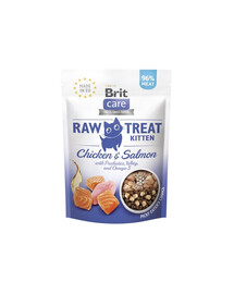 Care Raw Treat Freeze Dried Kitten 40 g przysmak liofilizowany Kurczak i łosoś z probiotykami dla kociąt