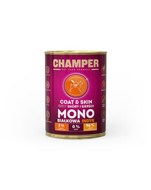 CHAMPER Coat Skin nourriture pour chien monoprotéine de dinde 400 g