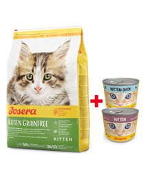 JOSERA Kitten GrainFree Croquettes pour chatons 10 kg + 2 boîtes de kitten mix 200 g GRATUITES