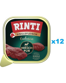 RINTI Singlefleisch Exclusive Venison Pure monobiałkowa karma z dziczyzną 12x150 g