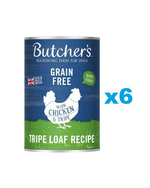 BUTCHER'S Original Tripe, karma dla psa, z kurczakiem i żwaczem, pasztet, 6 x 400g