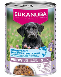 EUKANUBA Life Care Puppy Rich in Trout pâté pour chiots riche en truite et patate douce 400g
