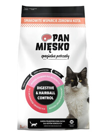 PAN MIĘSKO Besoins spéciaux Digestive & Hairball Control pour chats 3 kg
