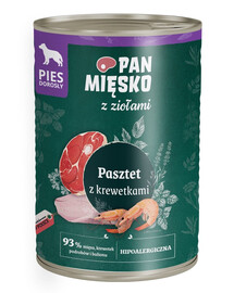 PAN MIĘSKO aux herbes Pâté aux crevettes pour chiens 400 g