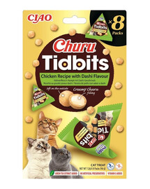 Cat Churu Tidbits Chicken Recipe with Dashi Flavor 8x12g miękkie i kremowe przysmaki z kurczakiem o smaku bulionu dashi dla kotów
