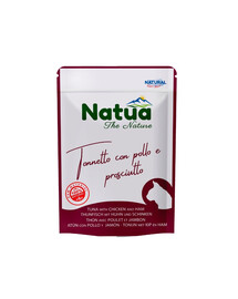 NATUA Thon et poulet avec jambon en gelée pour chats 70 g