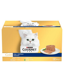GOURMET Gold Mousse Poulet, thon, dinde et lapin 48×85 g