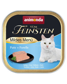 ANIMONDA Vom Feinsten Mild Menue Dinde et truite, pâté pour chats 100g