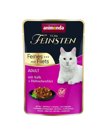 ANIMONDA Vom Feinsten Fines mit Filets Adult Veau et filet de poulet, nourriture humide pour chats 85g