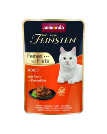 ANIMONDA Vom Feinsten Fines mit Filets Adult Canard et filet de dinde, nourriture humide pour chats 85g
