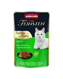 ANIMONDA Vom Feinsten Fines mit Filets Adult Lapin et filet de poulet, nourriture humide pour chats 85g
