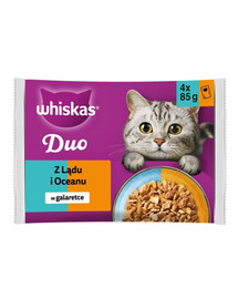 WHISKAS Duo Adult de la Terre et de l'Océan en gelée nourriture humide pour chats 4x85g