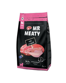 MR MEATY Puppies Veal with Quail XS veau avec caille, nourriture sèche pour chiots 3kg
