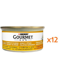 GOURMET Gold morceaux dans une sauce au poulet et au foie pour chat 12x85 g