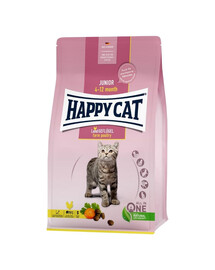 HAPPY CAT Junior Farm Poultry 4 kg drób, sucha karma dla kociąt w wieku 4-12 miesięcy
