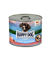 HAPPY DOG Sensible Puppy Junior Kurczak, łosoś i ziemniak 200 g mokra karma dla szczeniąt i młodych psów