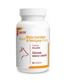 DOLFOS Dolvit Beta Karoten & Biotyna Forte 90 tabl. preparat na zdrową sierść i skórę dla psów