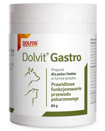 DOLFOS Dolvit Gastro 80g Preparat na prawidłowe funkcjonowanie przewodu pokarmowego dla psa i kota