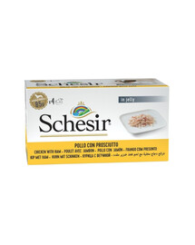 SCHESIR Kurczak z szynką w galarecie 4x85 g karma mokra dla psów