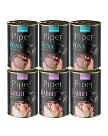 PIPER Animals Sterilised Mix smaków 6x400 g z królikiem i tuńczykiem, mokra karma dla kotów sterylizowanych