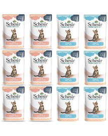 SCHESIR Assortiment pour chat Mix de saveurs 12×85 g (Poulet + Thon)
