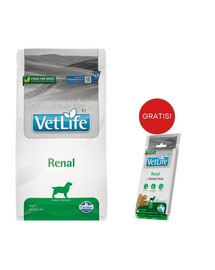 FARMINA Vet Life Renal Dog 2 kg karma dla psa z chorobami nerek + FARMINA Vet Life Dental Treat Renal Medium/Maxi 100 g (7 szt) GRATIS!