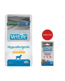FARMINA Vet Life Hypoallergenic Fish & Potato 2 kg karma dla psa z alergią + FARMINA Vet Life Dental Treat Hypoallergenic Pork Mini 60 g (7 szt) GRATIS!