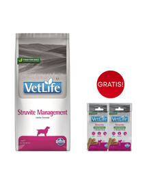 FARMINA Vet Life Struvite Management 12 kg karma dla psa z chorobą układu moczowego + FARMINA Vet Life Dental Treat Struvite Mini 60 g (7 szt) GRATIS!