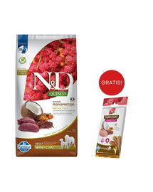 FARMINA N&D Quinoa Dog Adult Medium&Maxi Skin&Coat Venison & Coconut 7 kg + FARMINA N&D Quinoa Dental Treat Skin Coat Quail Medium/Maxi 100 g (7 szt) GRATIS!