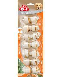 8IN1 Delights Bones XS Os à mâcher avec viande de poulet roulée 7 pièces