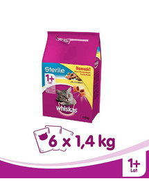 WHISKAS Sterile Adult avec du poulet 1.4kg x 6