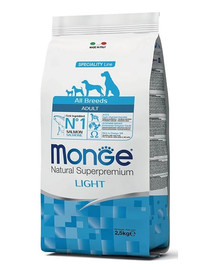 MONGE Light Croquettes pour chien Saumon avec riz 2,5 kg