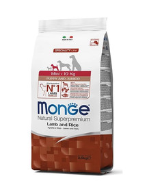 MONGE Mini Puppy aliments pour chiots agneau et riz 2,5 kg