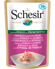 SCHESIR Kurczak z szynką karma uzupełniająca dla kota 50 g