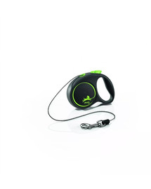 FLEXI Laisse automatique Black Design S Corde 5m Vert