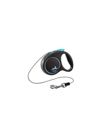 FLEXI Laisse automatique Black Design M Corde 5m Bleu