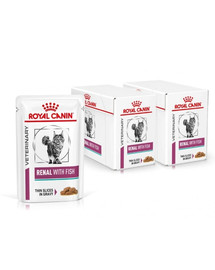 ROYAL CANIN Renal With Fish Nourriture humide à base de poisson pour les chats souffrant de problèmes rénaux 24x85 g