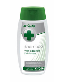 DERMAPHARM Dr Seidel Szampon jodoforowy dla psów 220 ml na zakażenia bakteryjne i grzybicze skóry