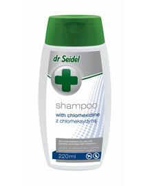 DERMAPHARM Dr Seidel Szampon z chlorheksydyną 220 ml dla psów z bakteryjnymi i grzybiczymi stanami zapalnymi skóry